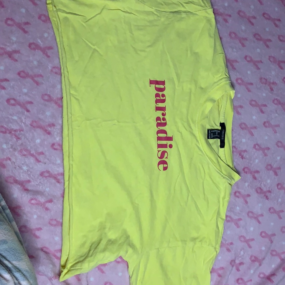Crop top yellow from forever 21 with “paradise”